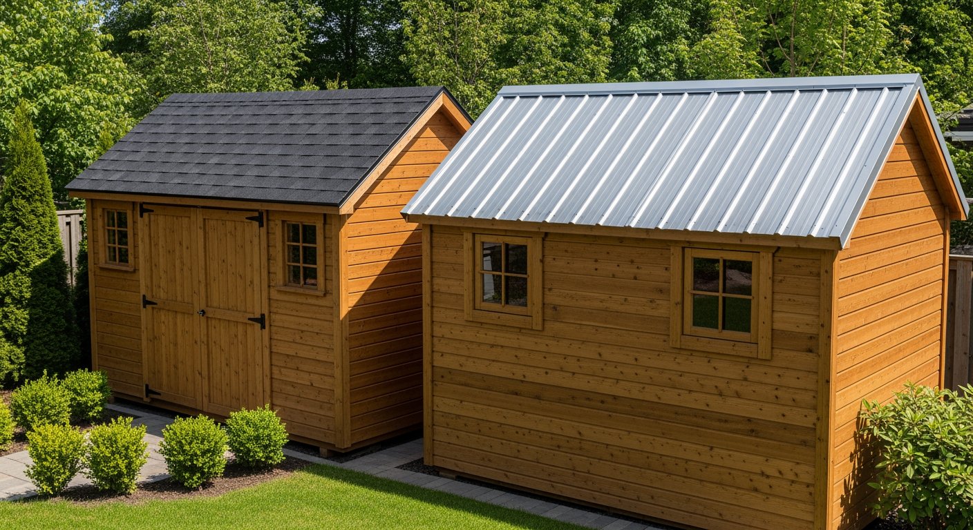 Asphalt vs metal shed roof comparison